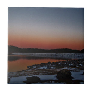 Azulejo Snowy Sunset en Lake Arrowhead