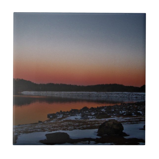 Azulejo Snowy Sunset en Lake Arrowhead (Frente)
