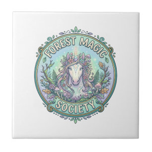 Azulejo Sociedad de Magia del Bosque de Unicornios Diseño