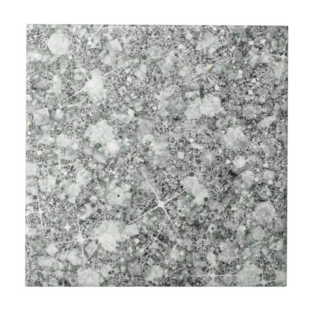 Azulejo Sofisticado color plateado Faux Purpurina sólido (Frente)