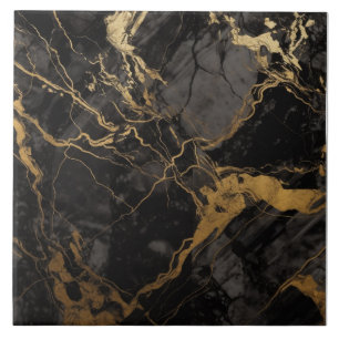 Azulejo Sofisticado mosaico de mármol de oro negro