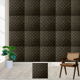 Azulejo Sofisticado mosaico geométrico negro y oro