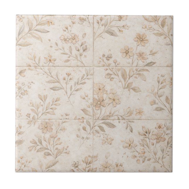 Azulejo Soft Botanical Seamless Timeless Ceramic Tile (Frente)