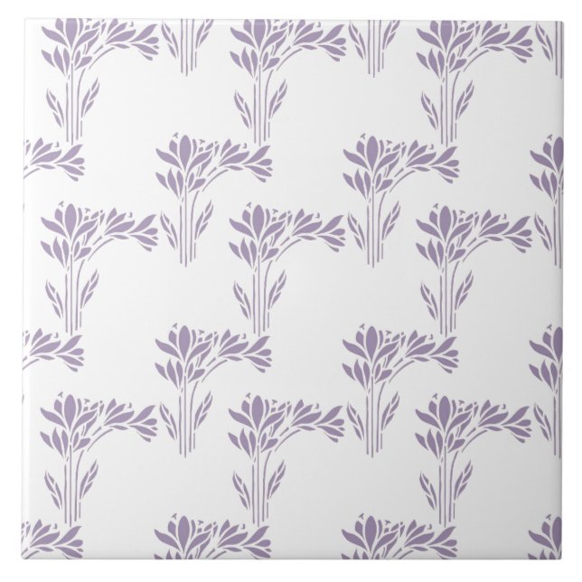 Azulejo Soft Lavender Botanical Pattern Tile (Frente)