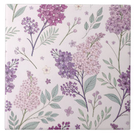 Azulejo Soft Pink and Purple Lilac Floral Pattern  