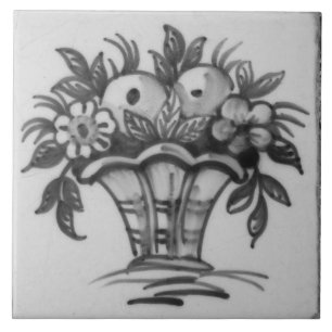 Azulejo Software Repro Bouquet Flowers Vase Blue Delft Til