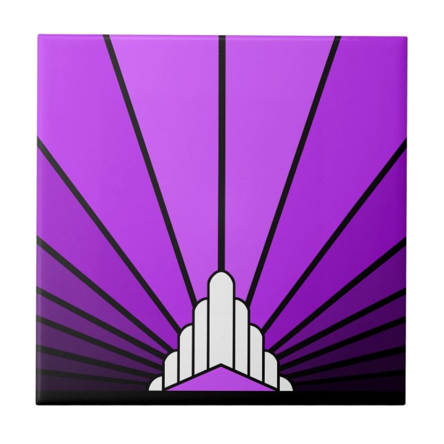 Azulejo Sol Art Decó en violeta (Frente)