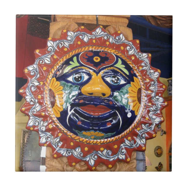 Azulejo Sol del estilo de Talavera del mexicano (Frente)
