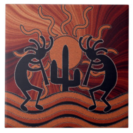 Azulejo Sol Desierto Cactus Suroeste Kokopelli Tile Cerámi