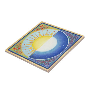 Azulejo Sol equinoccio celta y luna