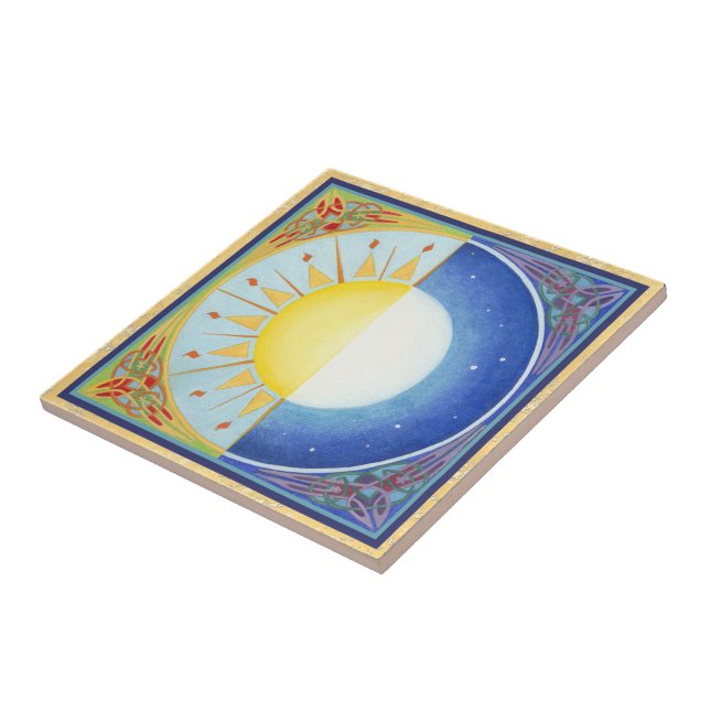Azulejo Sol equinoccio celta y luna (Lado)