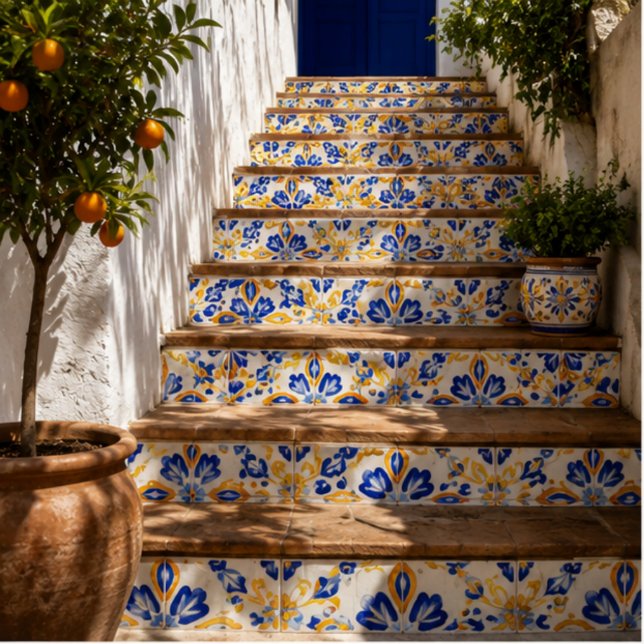 Azulejo Solara Bloom Hand-Painted Sapphire and Amber  (Subido por el creador)