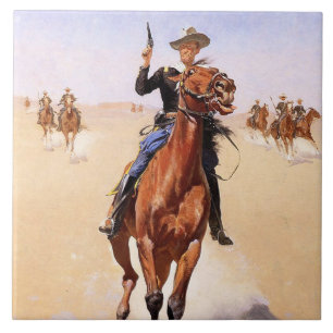 Azulejo Soldado de la Llanura (Jinete de Caballo Vaquero)