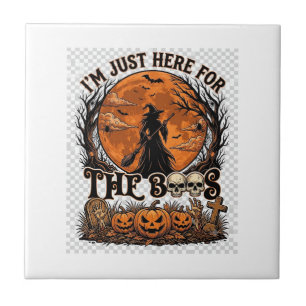 Azulejo Sólo Aquí Boos Halloween Bruja Luna Calabazas_1