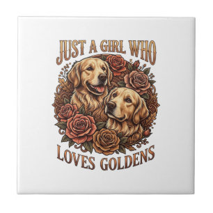 Azulejo Solo chica que ama a Golden Perro Rosas_1