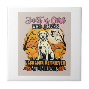 Azulejo Solo Chica Que Ama Labrador Retriever Halloween M