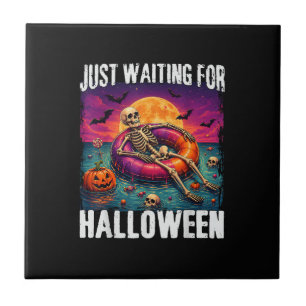 Azulejo Solo Esperando por Halloween Verano Esqueleto Homb