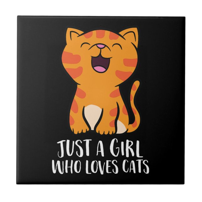Azulejo Sólo un Chica que ama el pullover de los gatos (Frente)