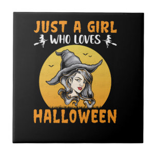 Azulejo solo un chica que ama los diseños de halloween