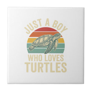 Azulejo Solo un chico que ama las tortugas Camiseta vintag