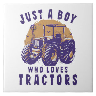 Azulejo Solo un chico que ama tractores camiones agrícolas
