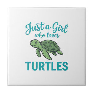 Azulejo Solo una chica que ama las tortugas grabado vintag