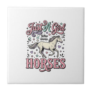 Azulejo Solo Una Chica Que Ama Los Caballos Diseño Vector