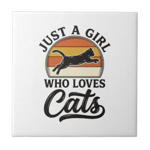 Azulejo Solo una chica que ama los gatos Diseño de gato re