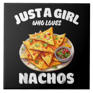 Azulejo Sólo una chica que ama los nachos divertido amante