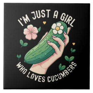 Azulejo Sólo una chica que ama los pepinos - Divertido veg
