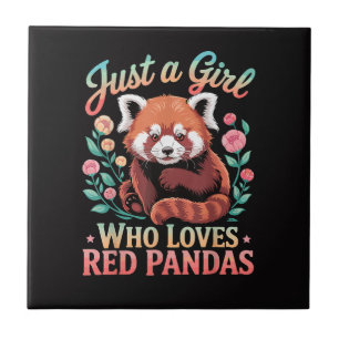 Azulejo Sólo una chica que ama pandas rojos