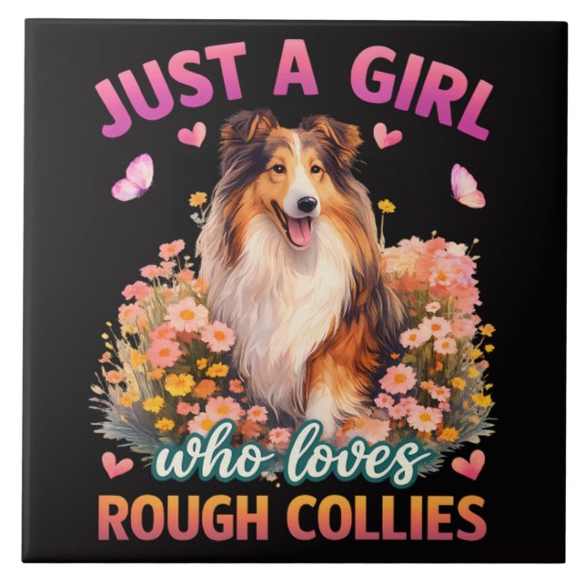 Azulejo Solo una chica que ama Rough Collies (Frente)