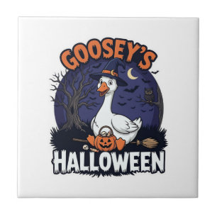 Azulejo Sombrero de bruja de ganso de Halloween de Gooseys