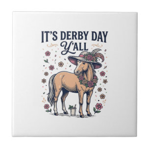 Azulejo Sombrero Floral de Caballo Día del Derby Y’all