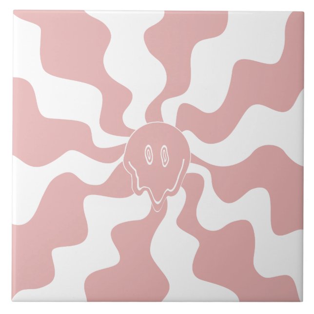 Azulejo Sonreir fusión en rosa y blanco (Frente)
