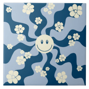 Azulejo Sonrisa: azul oscuro, azul claro y crema