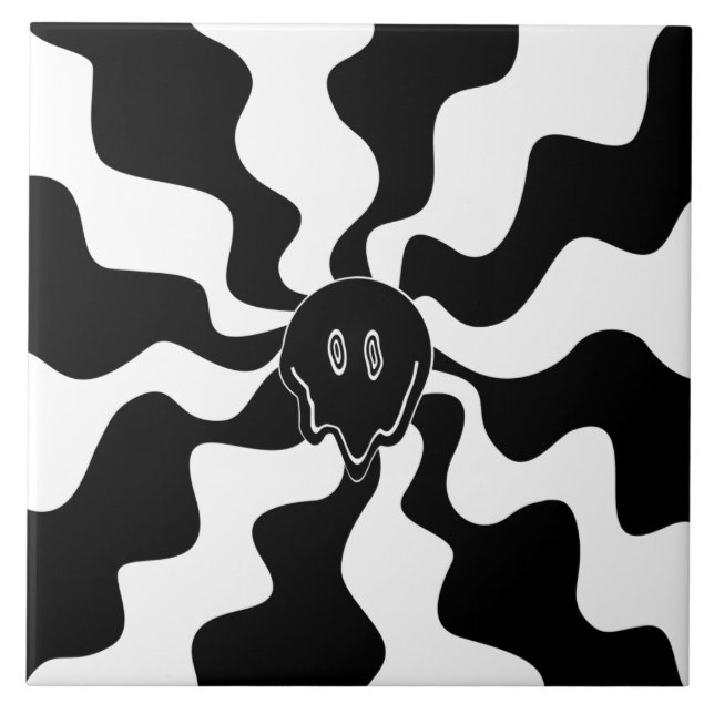 Azulejo Sonrisa Melt - Blanco y negro (Frente)