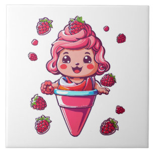 Azulejo Sorbete de frambuesa Kawaii