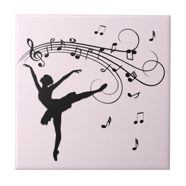 Azulejo Sorprendente bailarina bailando con música rosa (Frente)