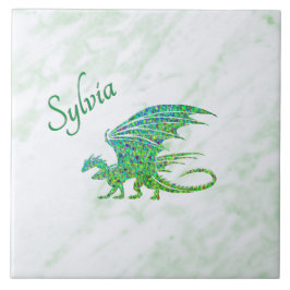 Azulejo Sorprendente Dragón Verde Mosaico Personal