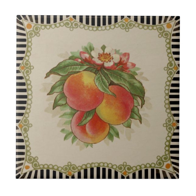 Azulejo Sorprendente Retro Transferware Peaches Repro (Frente)
