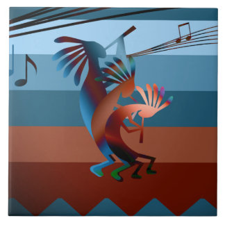 Azulejo Southwest Kokopelli Sunset Music Large Tile