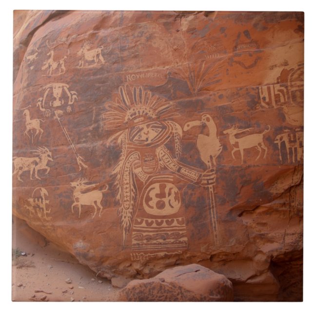 Azulejo Southwest Native American Petroglyh  (Frente)