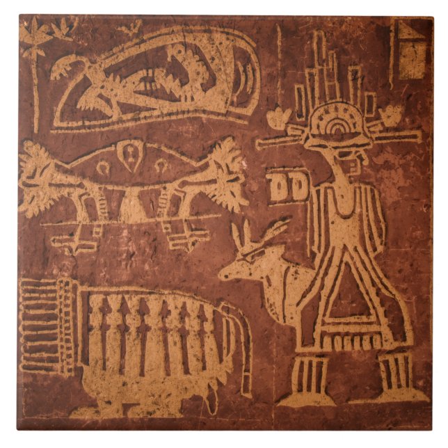 Azulejo Southwest Native American Petroglyh  (Frente)