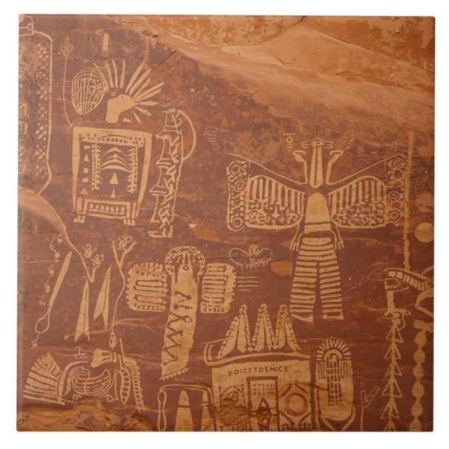 Azulejo Southwest Native American Petroglyh  (Frente)