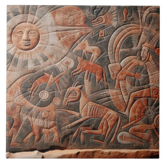 Azulejo Southwest Petroglyph Design Animals Moon Dancing