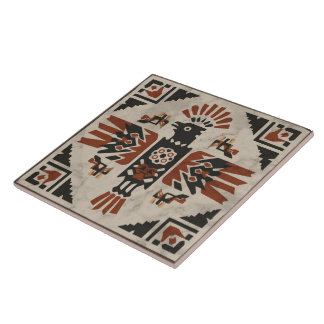 Azulejo Southwest Tribal Eagle Geometric Ancestral Symbol
