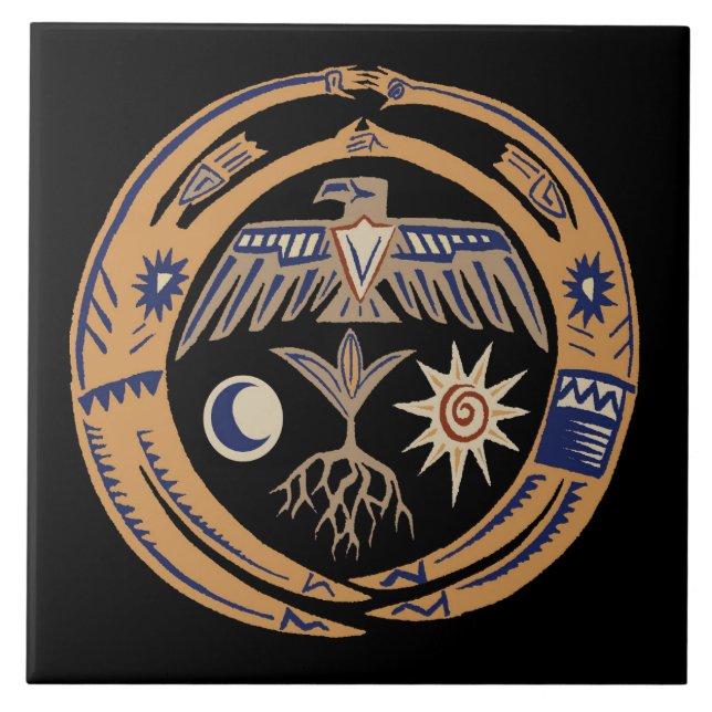 Azulejo Southwest Tribal Rain Dance  (Frente)