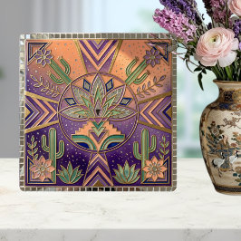 Azulejo Southwestern Geometric Floral Cactus Desert