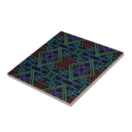 Azulejo Southwestern Symmetrical Tiled Pattern Line Art